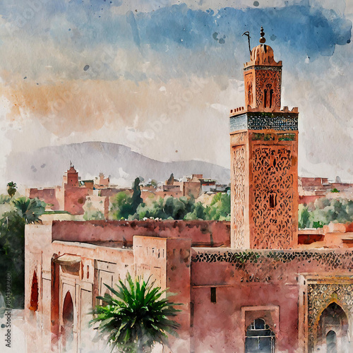 marrakech city orange wall artwork