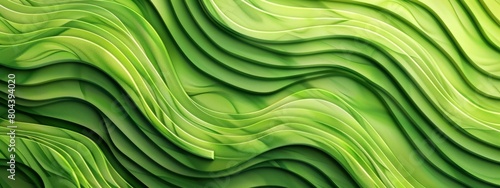 Abstract texture green colored color background banner panorama with 3d geometric waving waves curves gradient shapes for website, business, paper pattern illustration