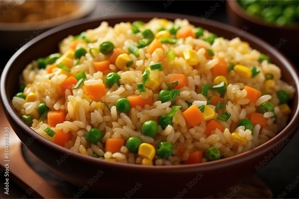 fried rice with green peas, carrot and corn fried rice with green peas, carrot and corn