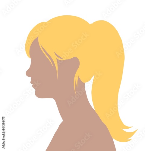 silhouette in profile of a girl with blond hair