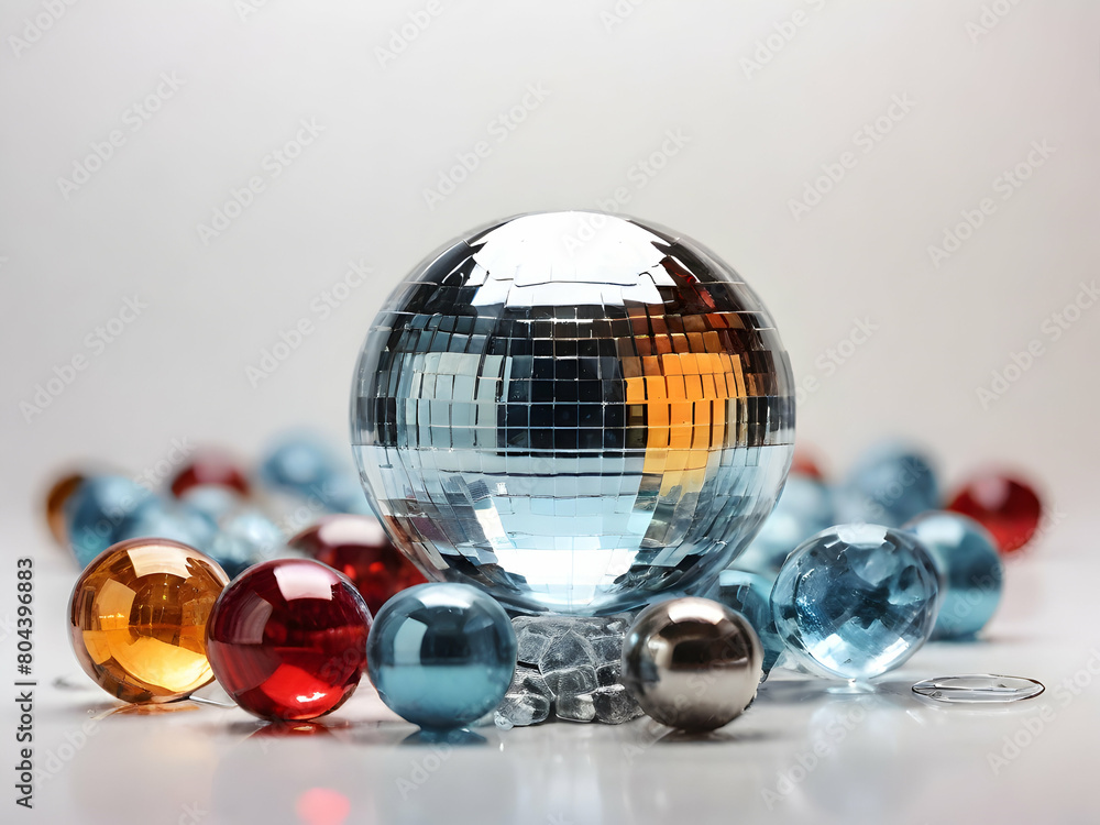 silver disco ball Ai generative 