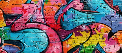Graffiti wall backdrop with colorful graffiti, street art style