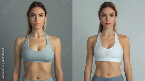 Confident Caucasian Womans Empowering Fitness Journey Before and After Photography Generative ai