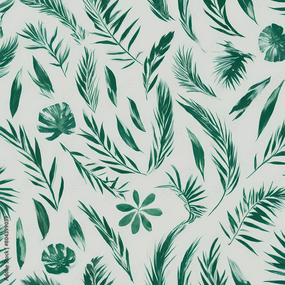 seamless pattern with green leaves