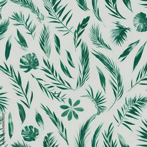 seamless pattern with green leaves © ArtJai