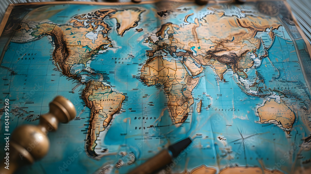 Ultra Close-Up of a Paper Map Emphasizes the Thrill of World Exploration - Photo Real Global Adventure Ultra Close-Up of a Paper Map Emphasizes the Thrill of World Exploration - Photo Real Global Adventure