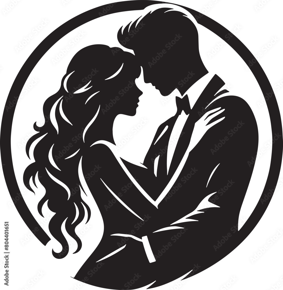 Romantic Couple Silhouette Vector Illustration