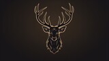 Deer Stag Head With Antlers Black Silhouette Logo - Generative AI