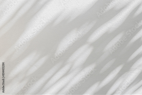 Abstract shadow and light blurred background with light bokeh. Natural gray shadows of leaves tree branch on white wall. Shadow overlay effect for foliage mockup, banner graphic layout