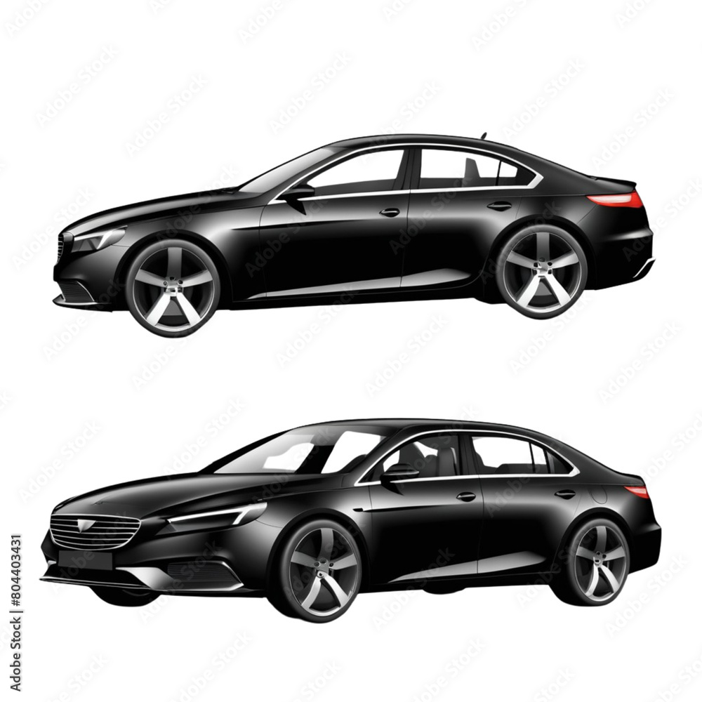 a 3d black car on Isolated transparent background png. generated with AI