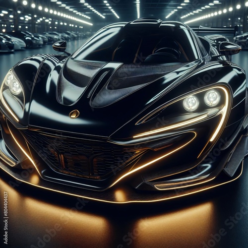 Exclusiver Sportwagen in schwarz Gold Fantasie