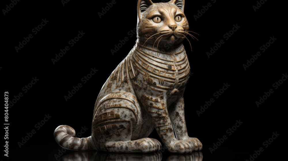Ancient Antique Cat Statue Isolated