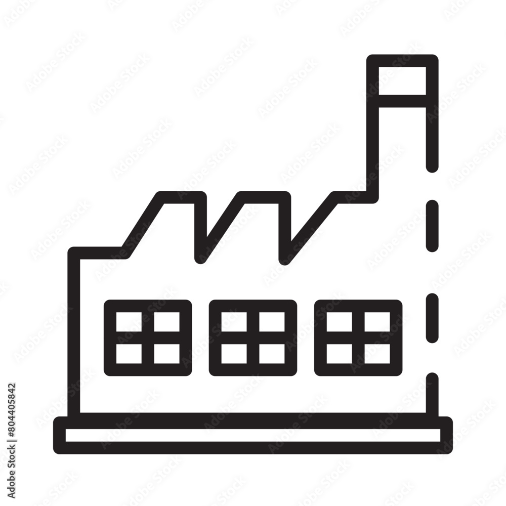 Building Factory Work Line Icon Building Factory Work Line Icon