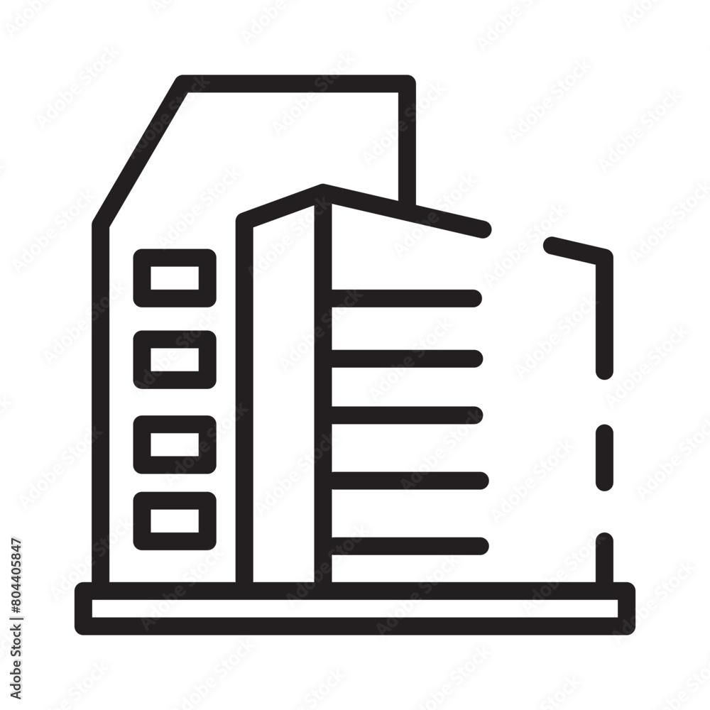 Building Factory Work Line Icon Building Factory Work Line Icon