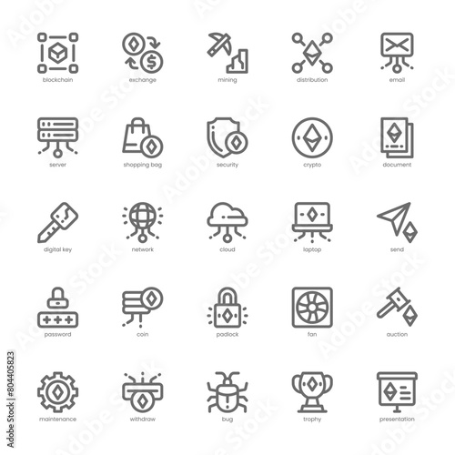 Blockchain icon pack for your website, mobile, presentation, and logo design. Blockchain icon outline design. Vector graphics illustration and editable stroke.