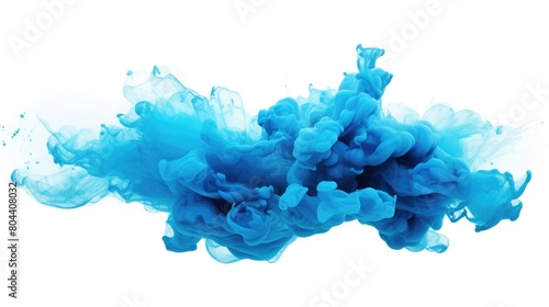 Blue Paint Color Cloud Liquid Ink In Water Isolated - Generative AI