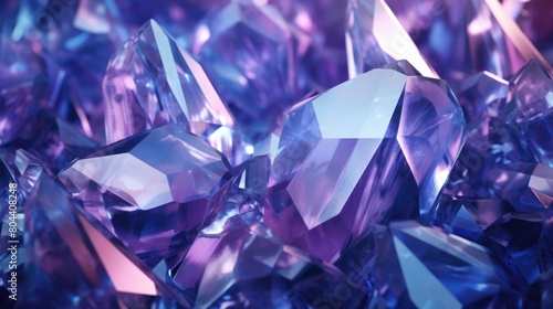 Blue Purple Crystals Gems Macro Background - Generative AI