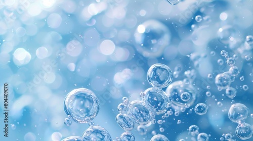 Wallpaper Mural Flowing water bubbles,Water molecule,bubbles, light blue gradient,minimalism Torontodigital.ca