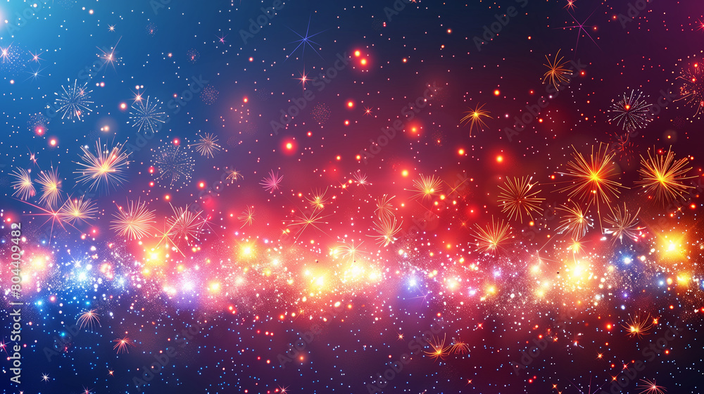 Fototapeta premium Patriotic background featuring American flag and fireworks, ideal for Fourth of July celebrations.