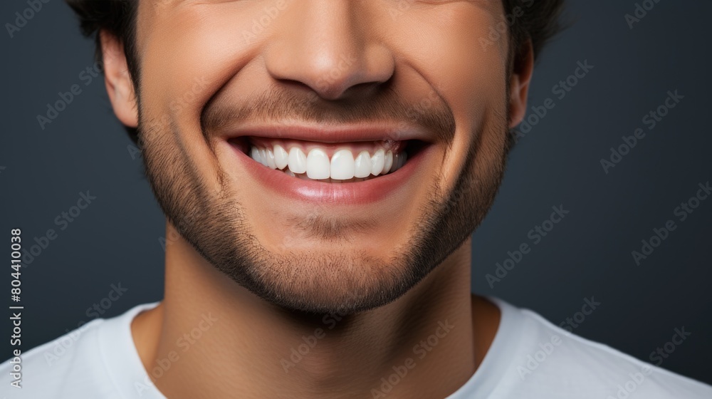 Close-Up of Smiling Man with Perfect White Teeth Close-Up of Smiling Man with Perfect White Teeth