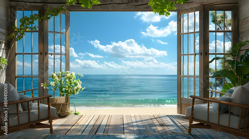 Serene Seaside View  A Tranquil Window to Relaxation and Wellness Retreats