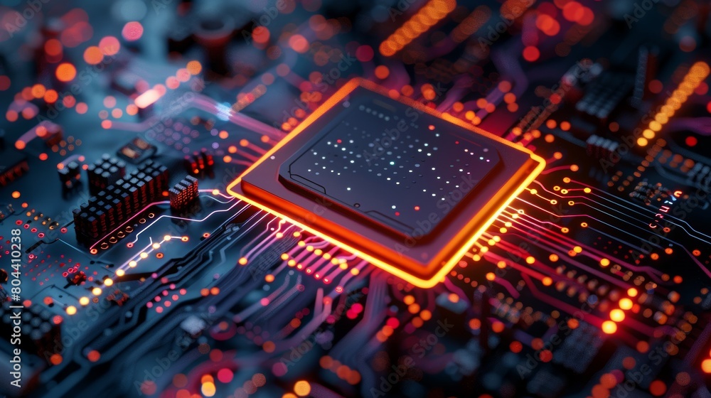 Advanced Quantum Computer Chip with High Fidelity Circuitry on a Technology Background Advanced Quantum Computer Chip with High Fidelity Circuitry on a Technology Background