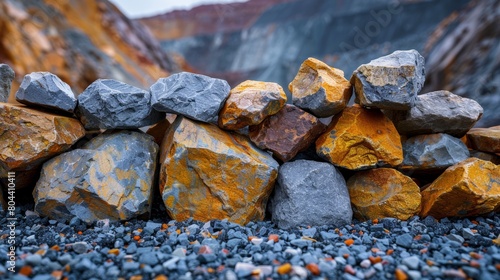 Colorful Rare Earth Minerals in a Mining Quarry - A Close-Up View of Natural Resources