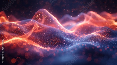 Enchanting Abstract Wave Design With Glowing Particles and Bokeh
