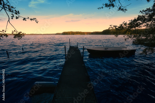 See im Abendrot - Boot - Sonnenuntergang - See - Wasser - Sunset - Sunrise - Colorful - Clouds - Sky - Sundown - Sun - Reed - Wünsdorf - Zossen - Brandenburg - Deutschland - High quality photo