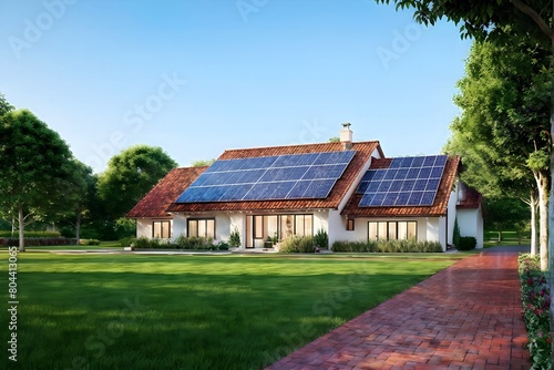 Wallpaper Mural modern eco friendly house equipped with solar panels Torontodigital.ca