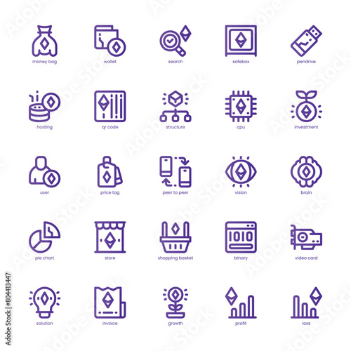 Blockchain icon pack for your website, mobile, presentation, and logo design. Blockchain icon basic line gradient  design. Vector graphics illustration and editable stroke.