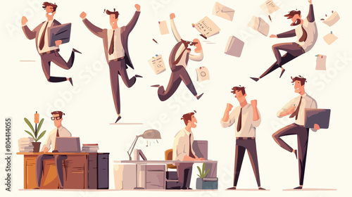 Office workers poses infographic vector illustratio