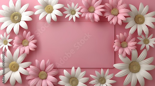 Laptop decorated with vibrant flowers on a soft pink background for a charming aesthetic