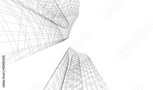 abstract buildings architectural drawing 3d © Yurii Andreichyn