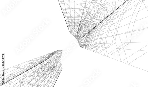 abstract buildings architectural drawing 3d