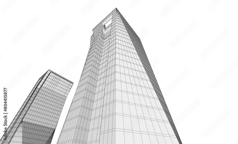 abstract buildings architectural drawing 3d