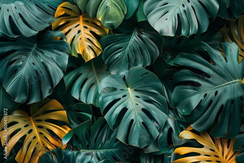 Wallpaper Mural Green and Yellow Leaves on Wall Torontodigital.ca