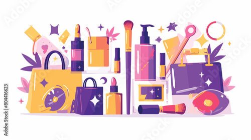 Online store sales and shopping color flat icons se