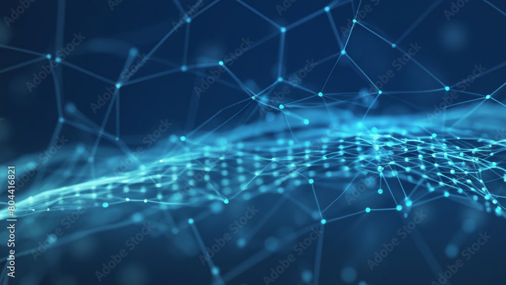 Luminous Blue Network Mesh with Glowing Nodes Luminous Blue Network Mesh with Glowing Nodes