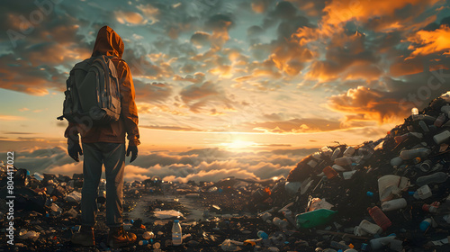 Global Warming Mitigation: Waste Warriors Promoting Responsible Waste Management and Reduction for a Sustainable Future - Photo Realistic Concept