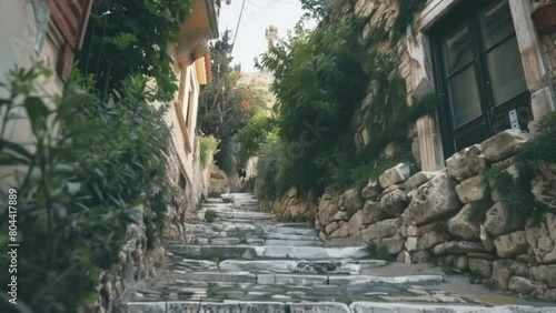 Elegant Athenian Streets A Glimpse into Ancient Greek Glory photo