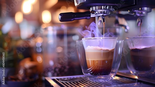 A coffee machine that brews satisfying drinks to satisfy cravings in a cozy indoor setting. Concept Coffee Machines  Brewing Delicious Drinks  Satisfying Cravings  Cozy Indoor Setting