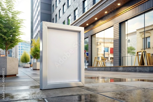Frame mockup for daytime street marketing in the city. Generative AI © Fernando