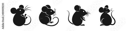 Black mouse vector, mouse silhouette isolated on white background