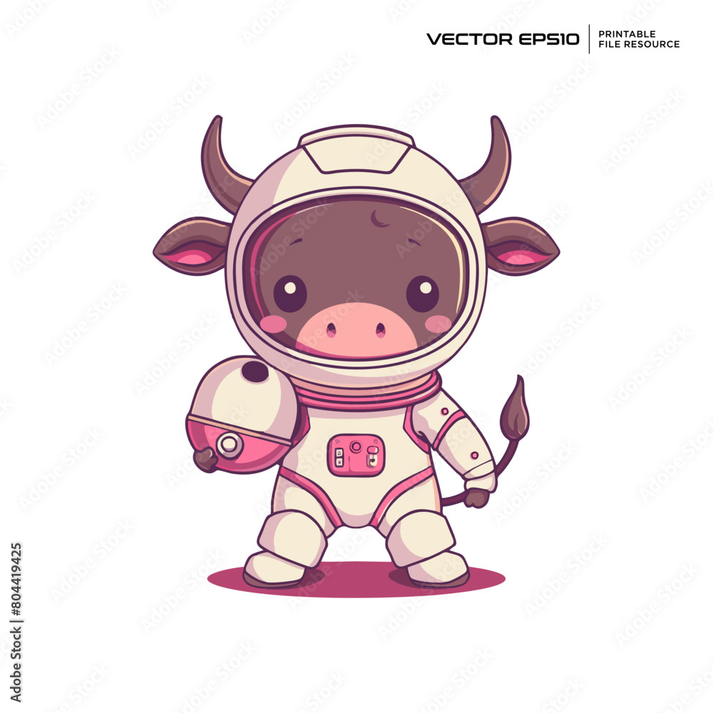 cute cow/buffalo astronaut, character, mascot, logo, vector, design, illustration, eps 10 cute cow/buffalo astronaut, character, mascot, logo, vector, design, illustration, eps 10