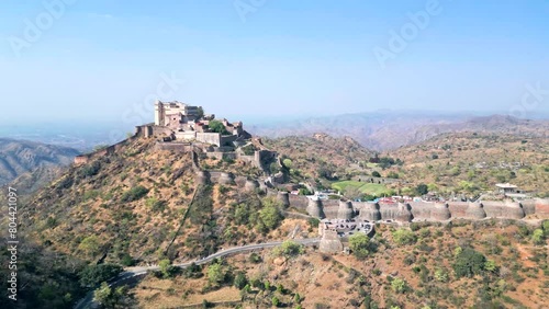 Kumbhalgarh Fort from drone, Rajasthan, India from the air