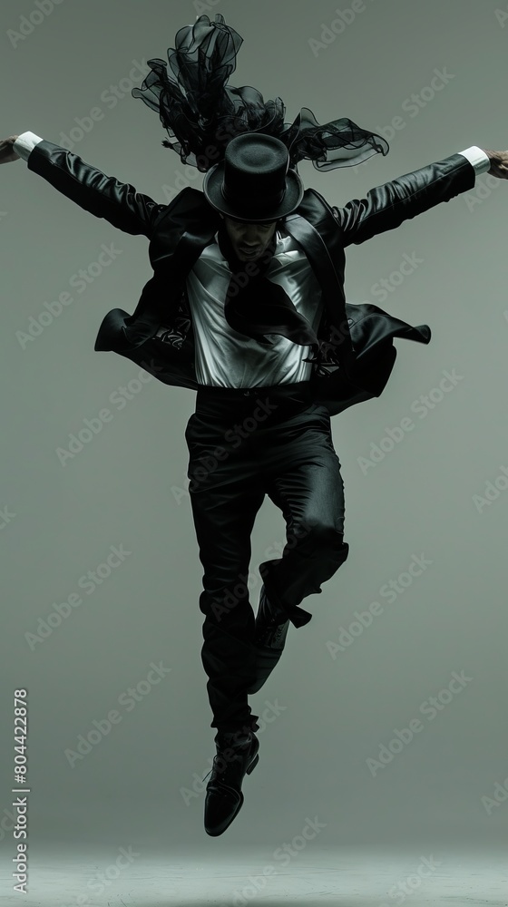 Jumping dancer fashion man