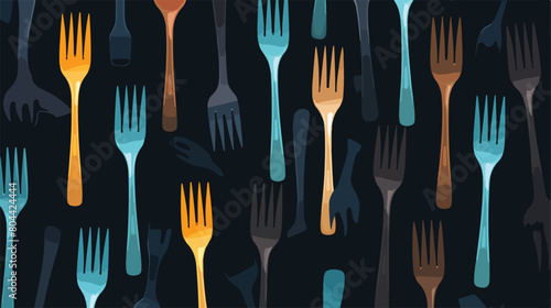 Plastic forks on dark background 2d flat cartoon va