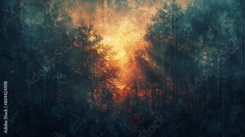 Abstract Landscapes, Coarse texture, Forest, Layered, High, Deep, Natural, Brush strokes, High, Moderate, High, Varied, Yes, Lens Flares, Vignetting, Gradient mapping, Sharpness adjustment