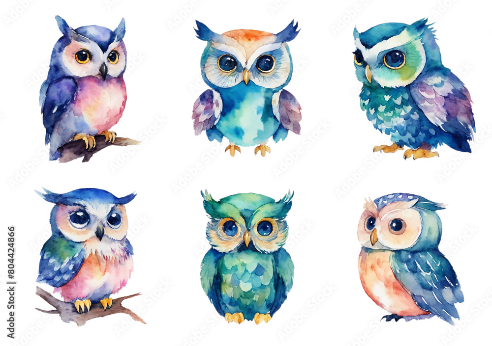 Owl Clipart, Watercolour Boho PNG - AI Owl Clipart, Watercolour Boho PNG - AI